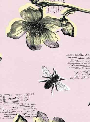 Wachstuch Tischdecke M19053 Blumen Biene oval