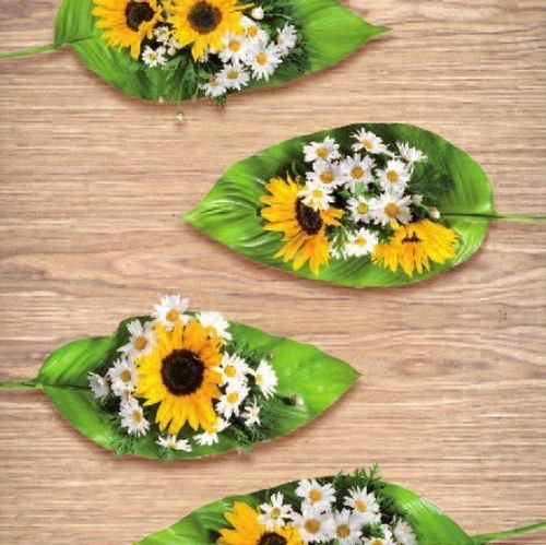 Wachstuch Tischdecke Meterware MODERN Sunflower Holz Palmenblatt AN10 eckig rund oval