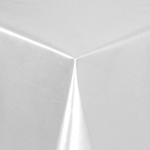 Damast Wachstuch Tischdecke 03005-01 floral geprägt weiss weiß eckig rund oval