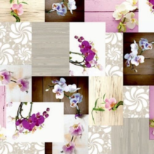 Wachstuch Rolle 140 cm Breite CB60 Blumen Orchideen Patchwork Rollenware Tischdecke