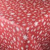 Wachstuch Tischdecke Meterware Weihnachten P1096-03 Schneeflocken rot geprägt eckig rund oval